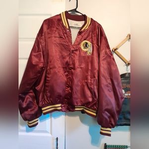 VINTAGE REDSKINS CHALKLINE SPORTS JACKET, SATIN, BUTTON-UP WITH SNAPS